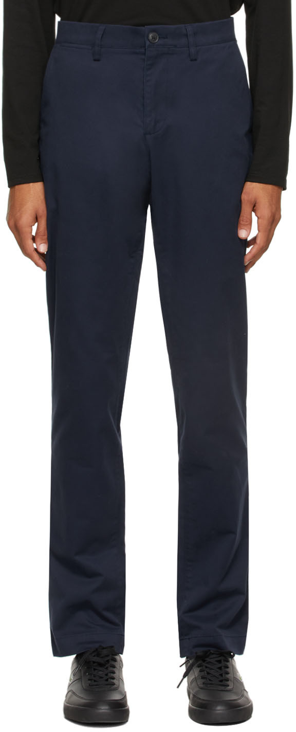 Lacoste: Navy Gabardine Chino Slim Fit Trousers | SSENSE