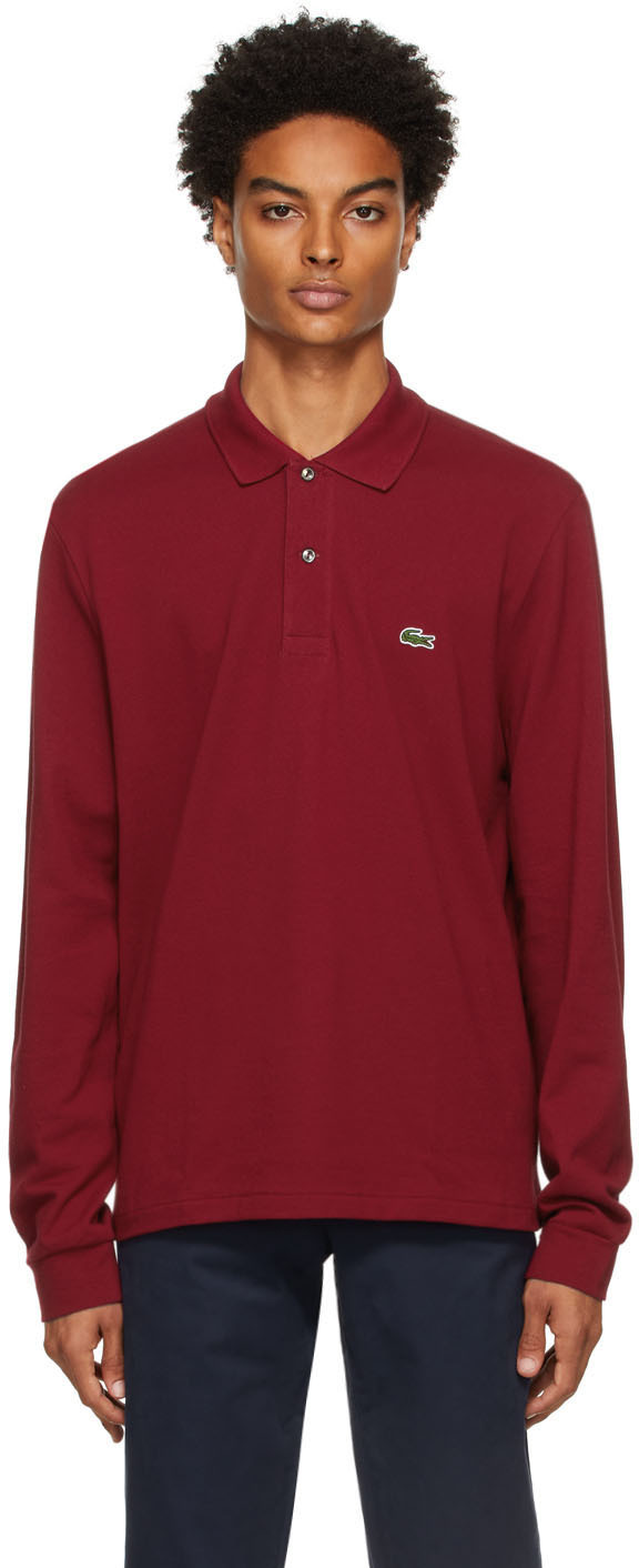 Red Classic Long Sleeve Polo by Lacoste on