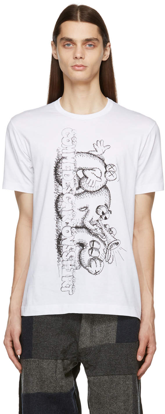 Comme des Garçons Shirt White KAWS Edition Logo T-Shirt