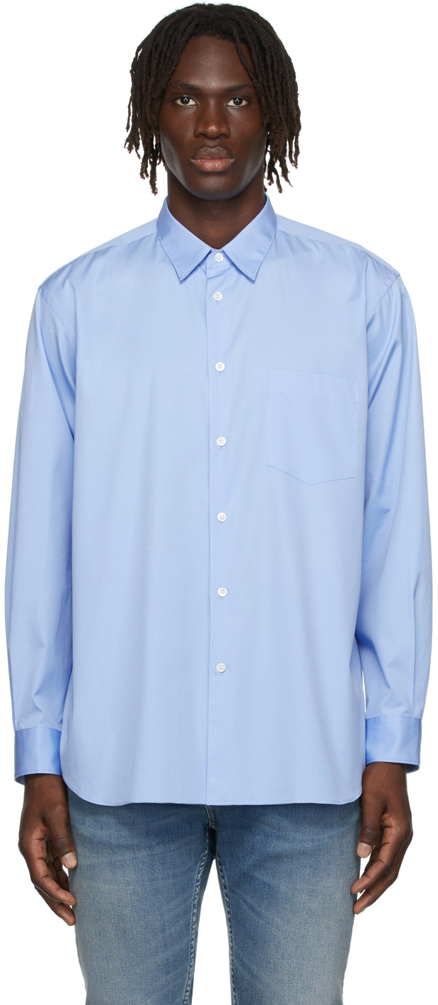 Comme des Garçons Shirt: Blue Poplin Forever Shirt | SSENSE