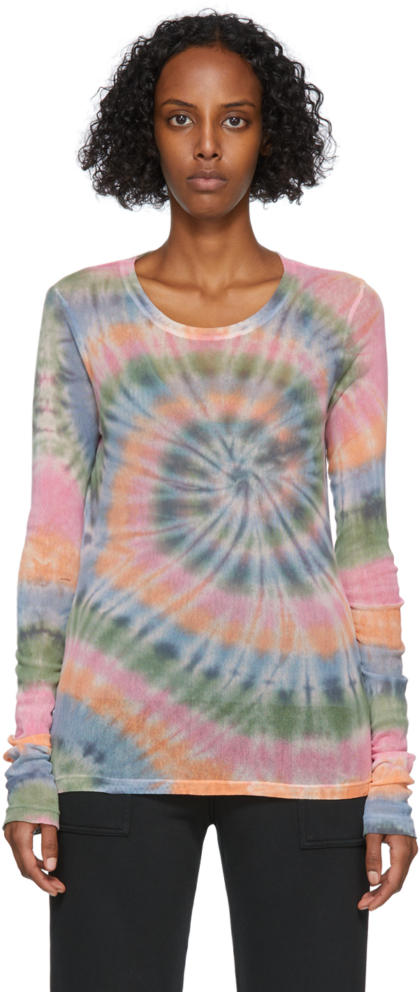 Multicolor Tie-Dye Mesh Long Sleeve T 
