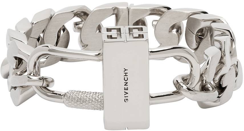 Givenchy Silver G Chain Lock Bracelet