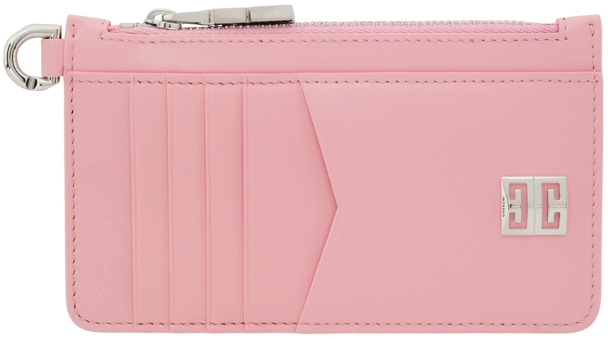 Givenchy: Pink 4G Zipped Card Holder | SSENSE