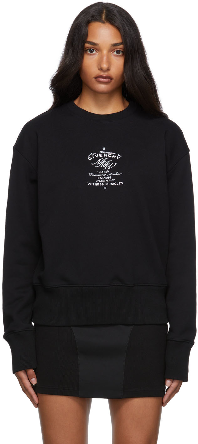 Givenchy Black Embroidered Crest Sweatshirt