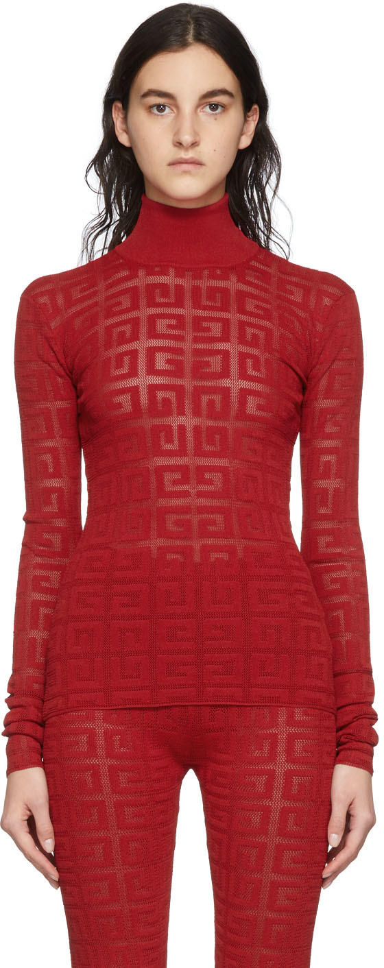 Givenchy Red 4G Jacquard Sweater