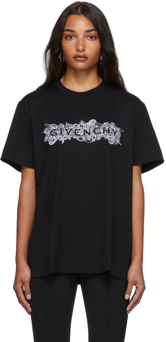 Givenchy Black Embroidered 4G T-Shirt