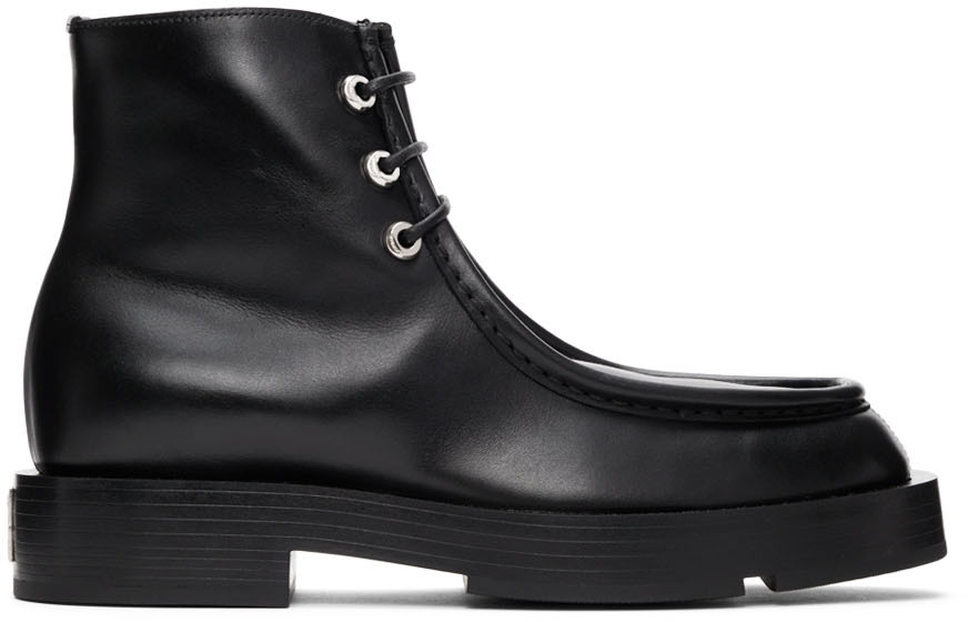 Givenchy Black Leather Squared Ankle Boots