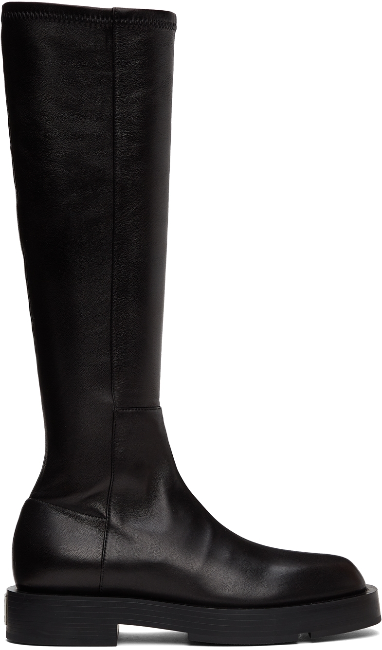 Givenchy Black Leather Squared Tall Boots