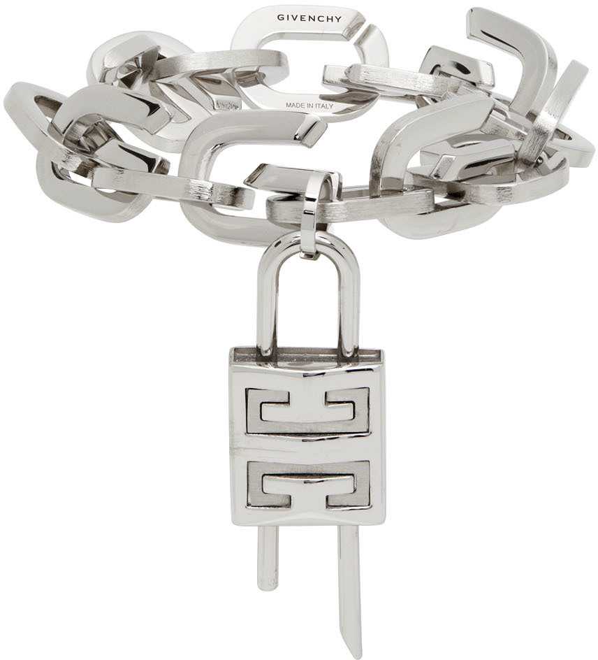 Givenchy Silver G Link Padlock Bracelet