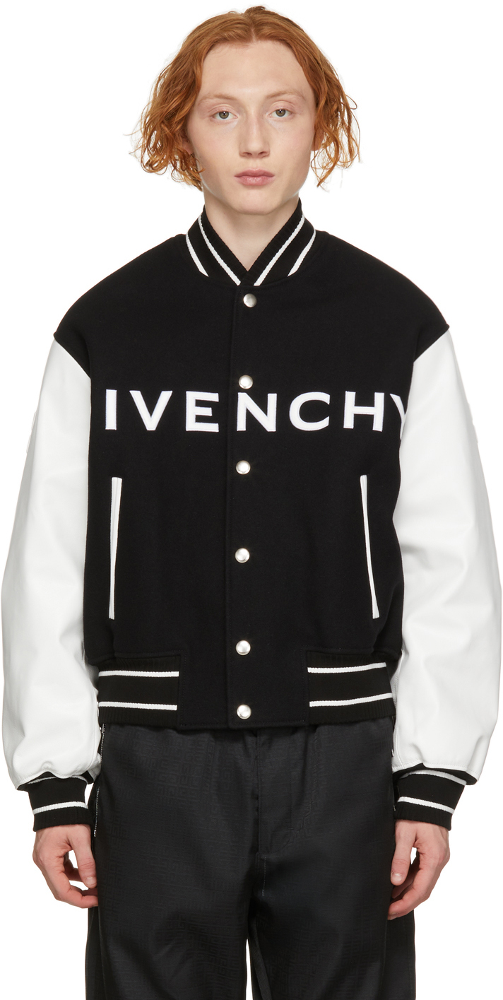 Givenchy: Black \u0026 White Varsity Jacket 