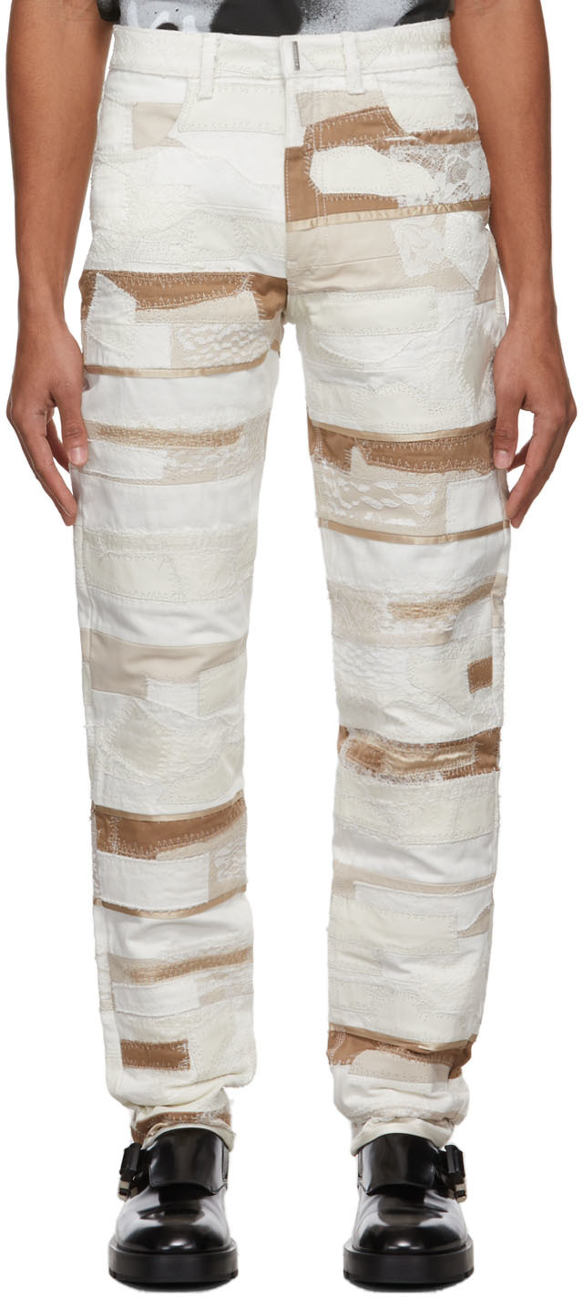 Givenchy White & Beige Patchwork Jeans