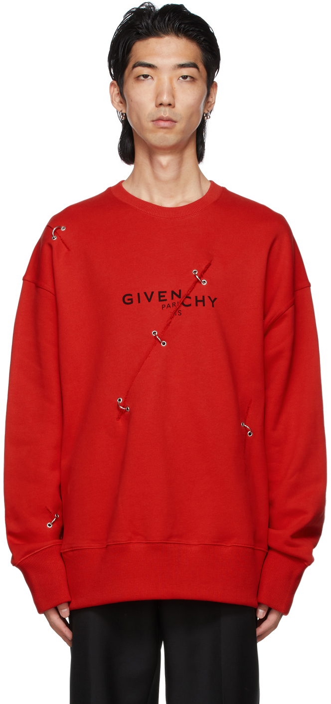 Givenchy: Red Oversized Metal Details Sweatshirt | SSENSE