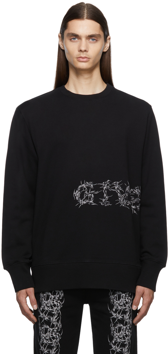 Click to view more detailed imagery on our partner's website Givenchy Mens Black Barbed-wire Print Relaxed-fit Cotton-jersey Sweatshirt M In 001-black