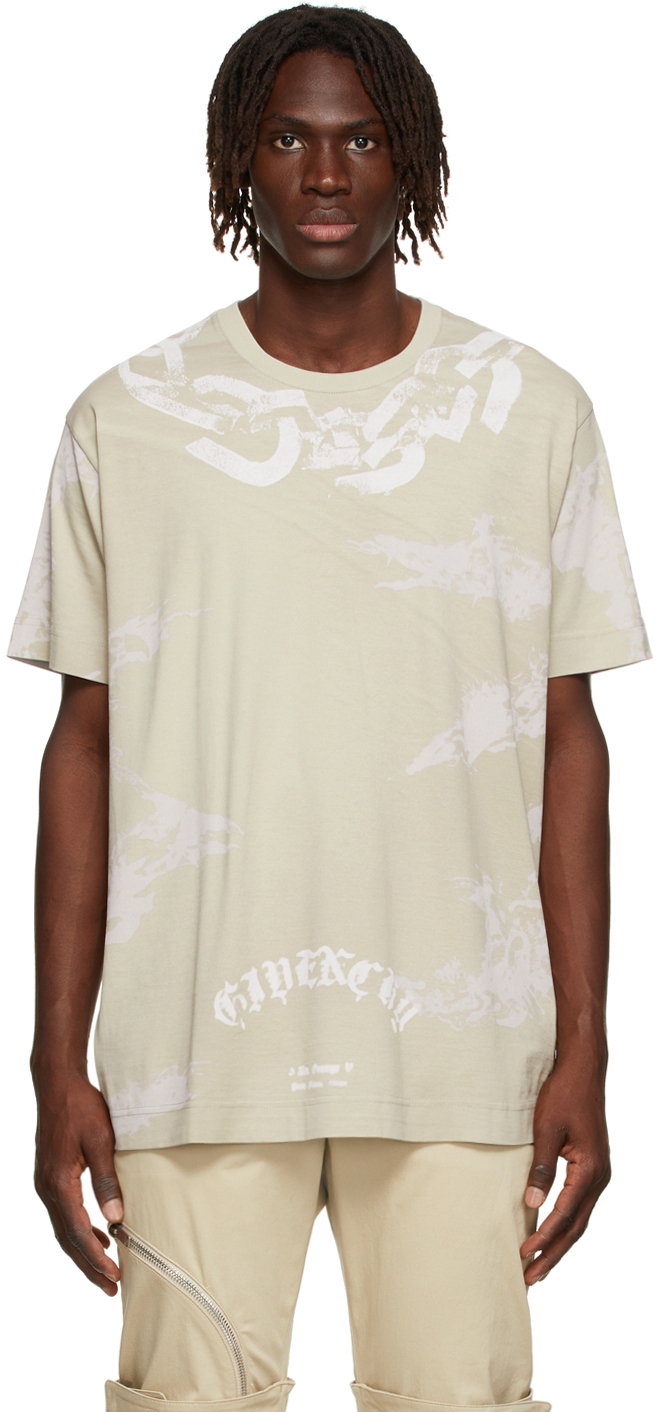 Givenchy Taupe Tiger Print Oversized T-Shirt