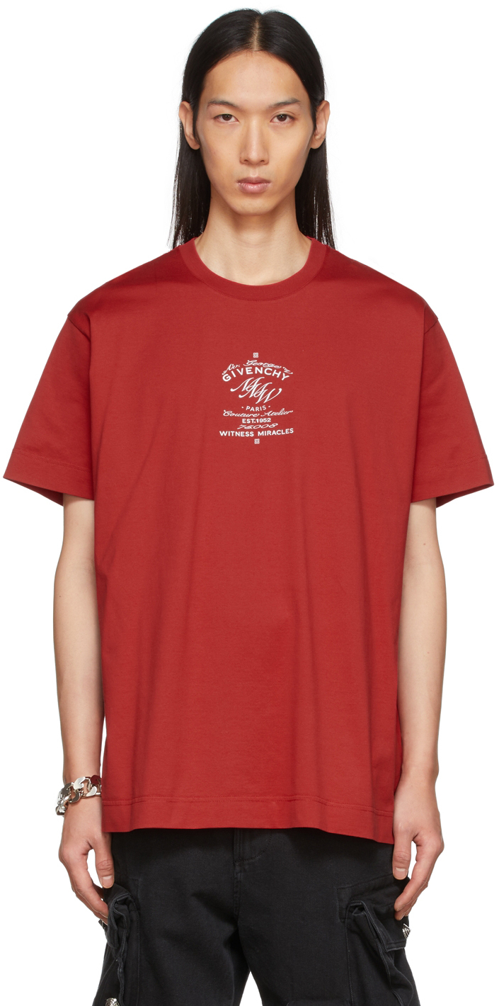 Kirsebær fugtighed Medarbejder Givenchy: Red Logo T-Shirt | SSENSE