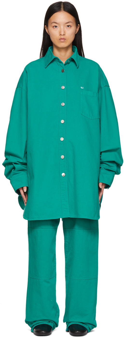 Raf Simons Green Denim Big Fit Shirt | Smart Closet