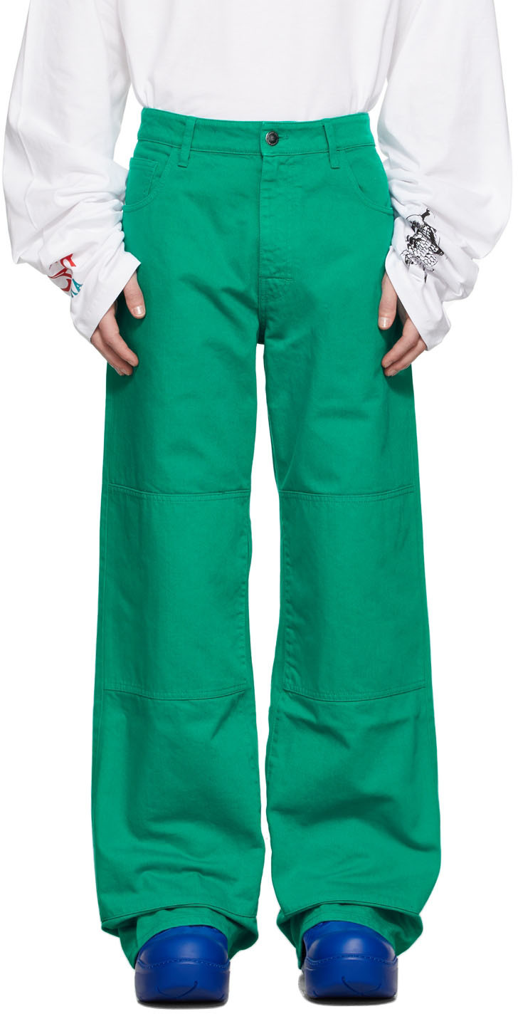 Raf Simons Green Denim Workwear Trousers