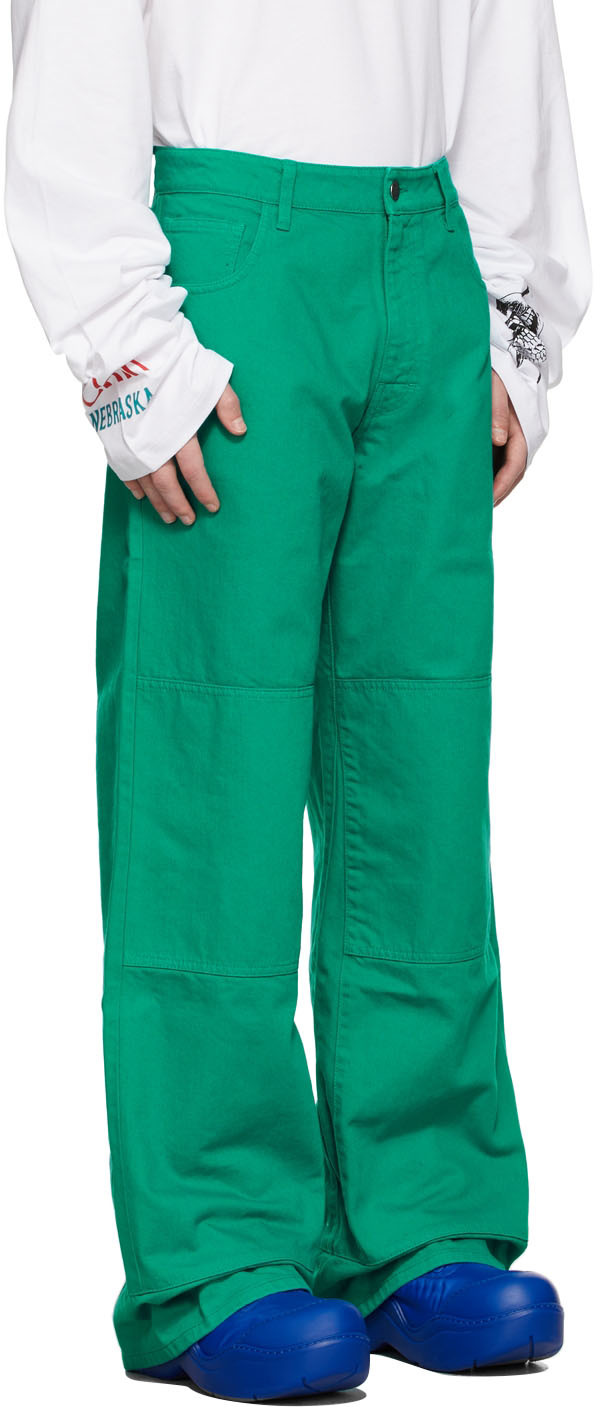 Raf Simons Green Denim Workwear Trousers | Smart Closet