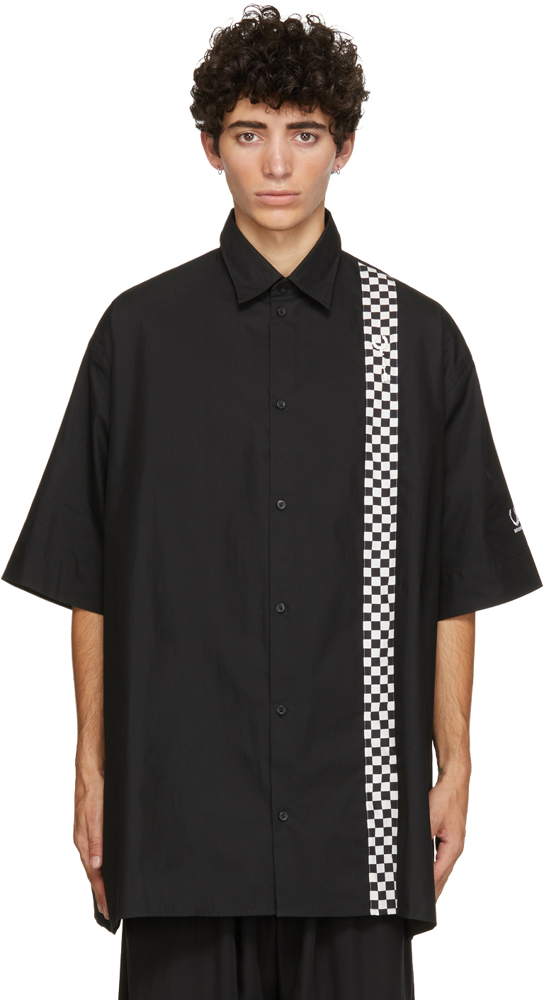 Raf Simons: Black Fred Perry Edition Oversized Checkerboard Shirt ...