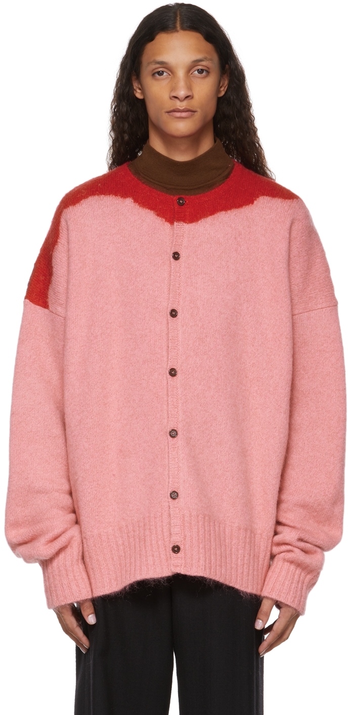 Pink Oversized Boiled Cardigan by Raf Simons on Sale