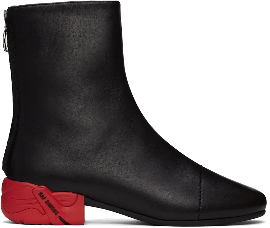 Raf Simons Black & Red Solaris High Boots | Smart Closet