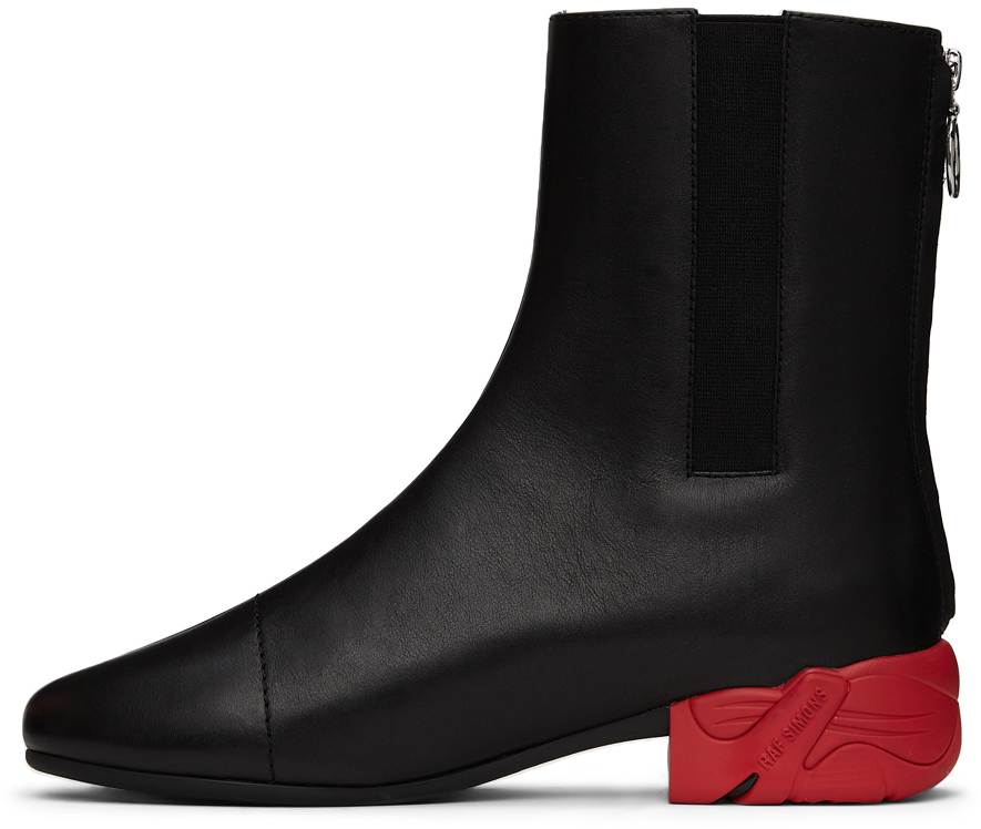 Raf Simons Black & Red Solaris High Boots | Smart Closet