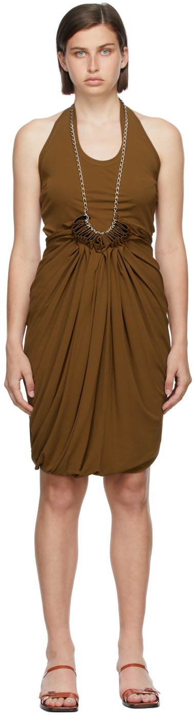 Brown Draped Jersey Dress