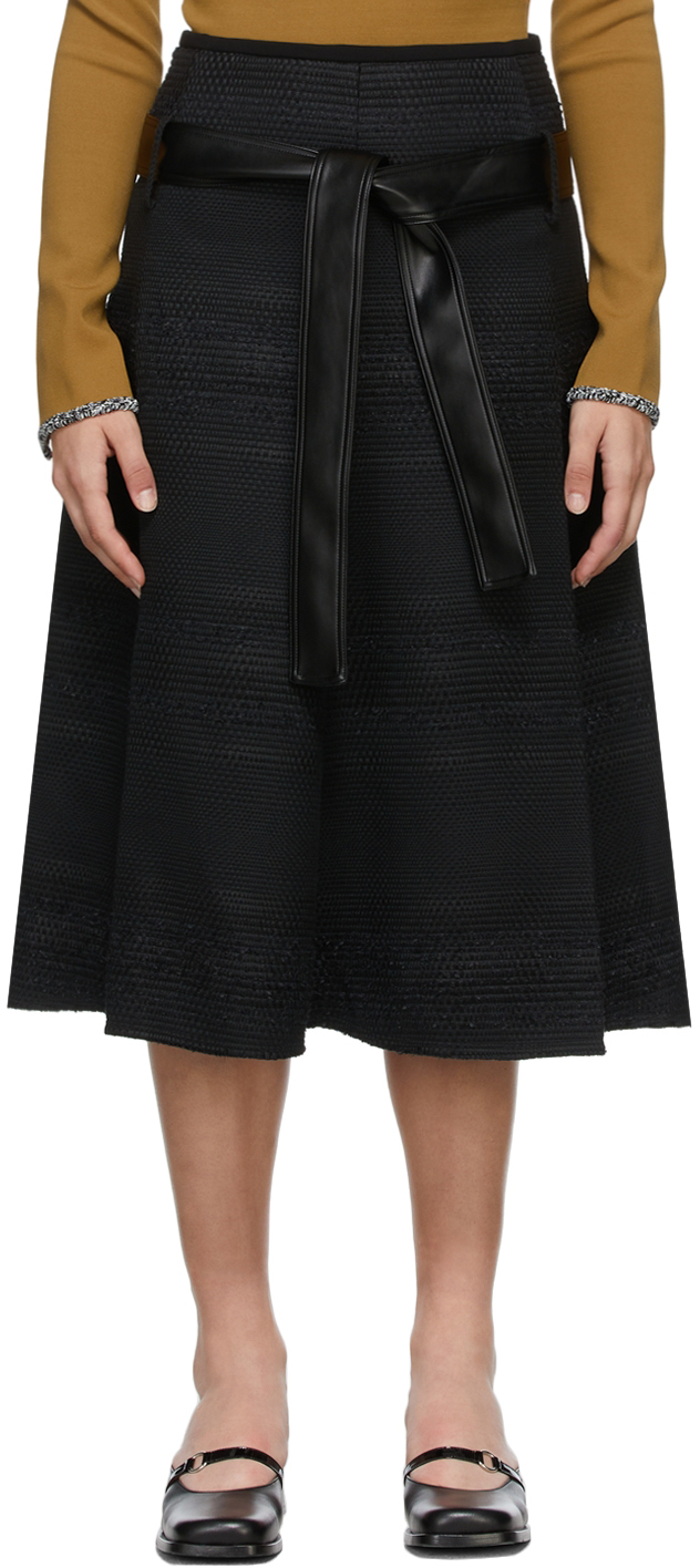 Proenza Schouler Black Tweed A-Line Skirt