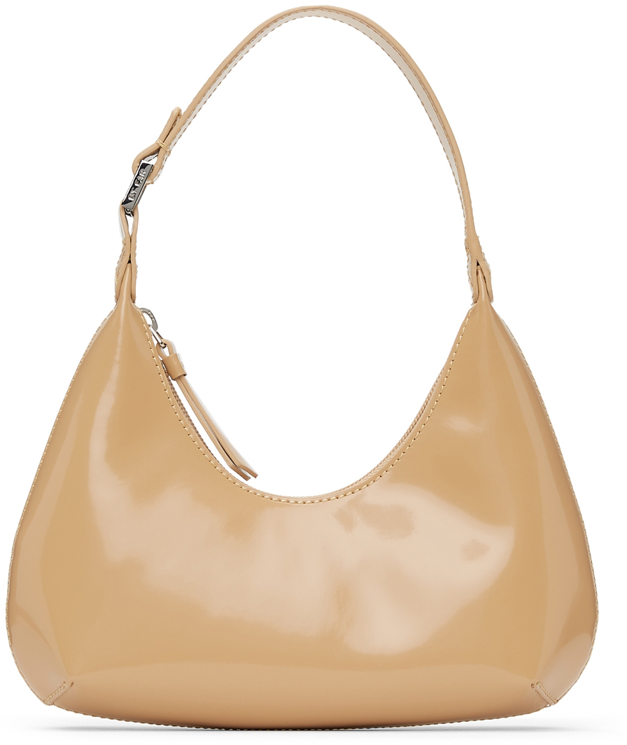 BY FAR Beige Semi-Patent Baby Amber Bag