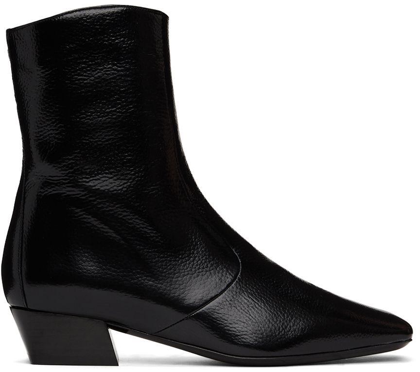 BY FAR Black Grained Leather Gilles Boots