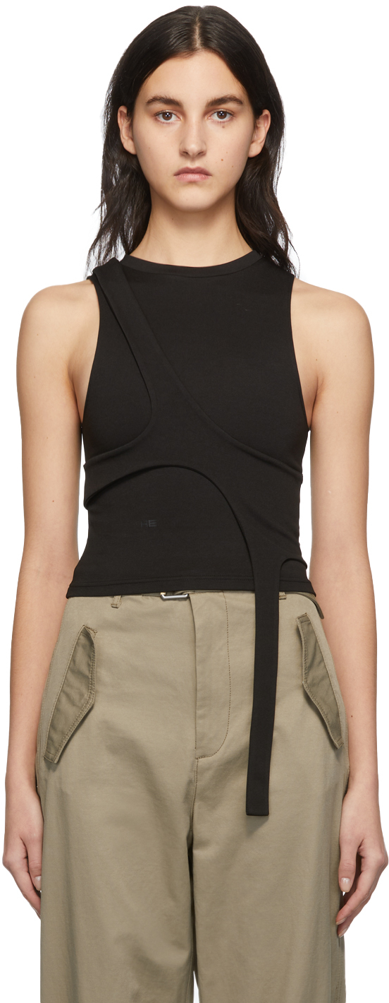 HELIOT EMIL: Black High Neck Tank Top | SSENSE