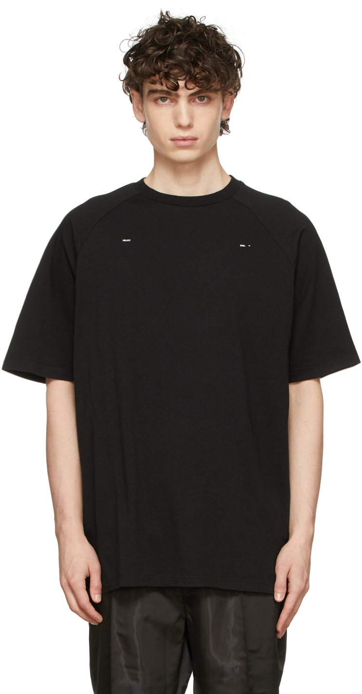 HELIOT EMIL: Black Logo Raglan T-Shirt | SSENSE