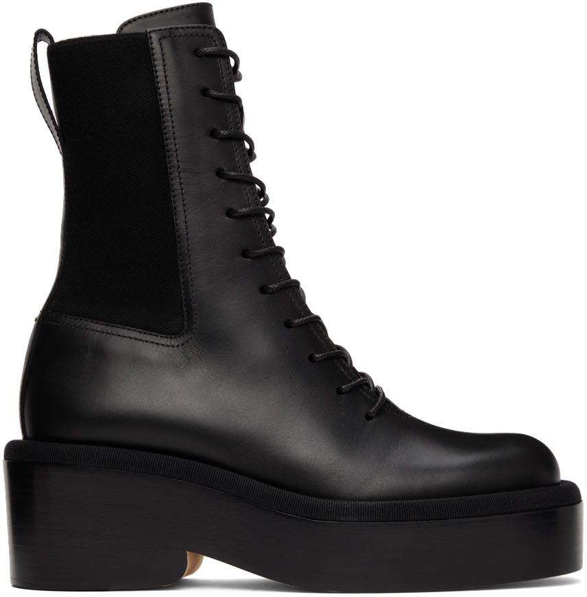 Nicholas Kirkwood: Black Leather JJ Combat Boots | SSENSE UK