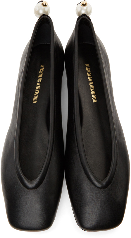 Nicholas Kirkwood Women's Delfi Leather Ballerina Flat in Black Size 39 It