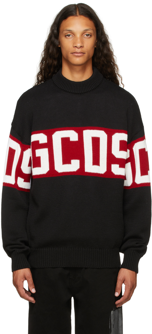 GCDS: Black Logo Sweater | SSENSE Canada