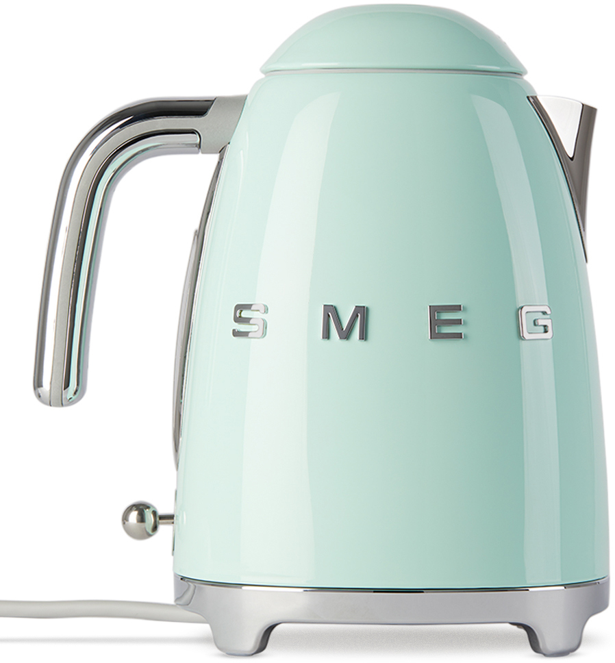Smeg Retro Electric Kettle, Polished White In Pastel Green