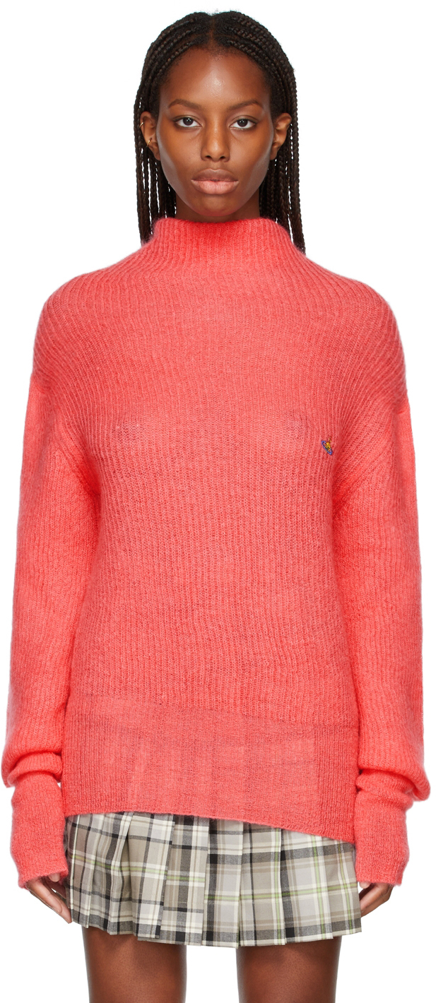 Pink Mohair Lisa High Neck Sweater 