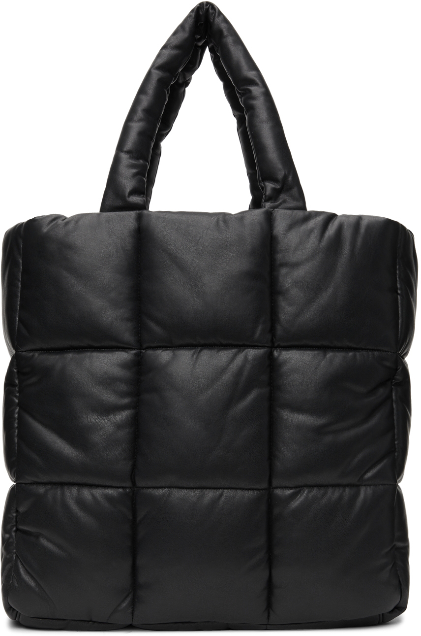 Stand Studio Black Padded Faux-Leather Assante Tote