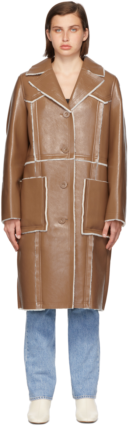 Beige Faux-Leather Aniya Coat