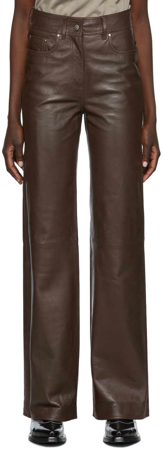 Stand Studio Brown Leather Aisha Trousers