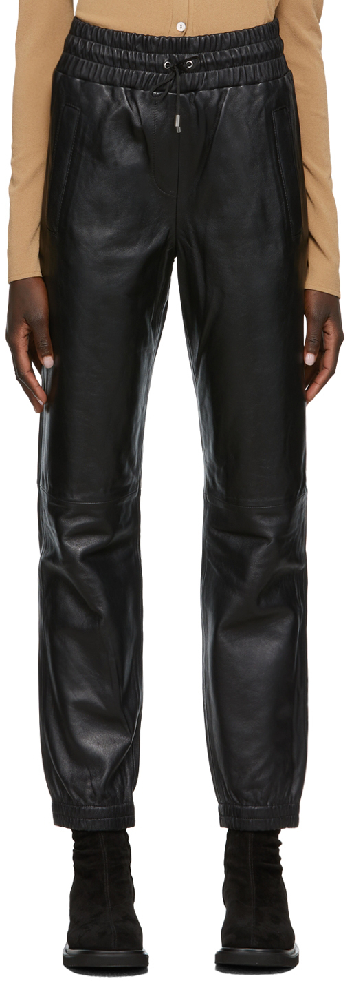 Stand Studio Black Leather Cuffed Justice Lounge Pants