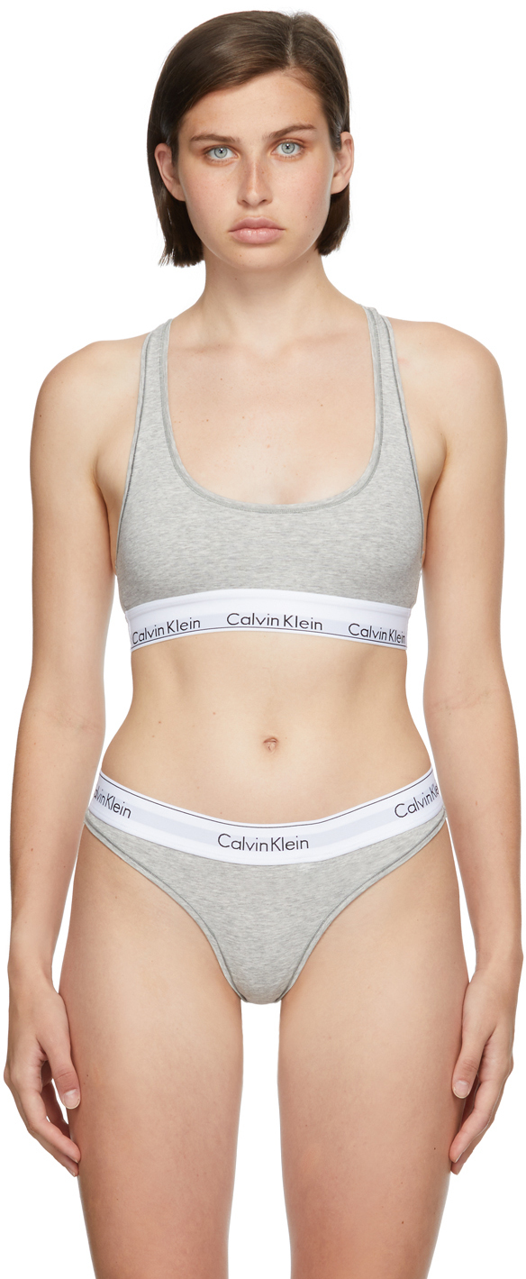 Grey Unlined Modern Bralette by Calvin Klein Underwear on Sale