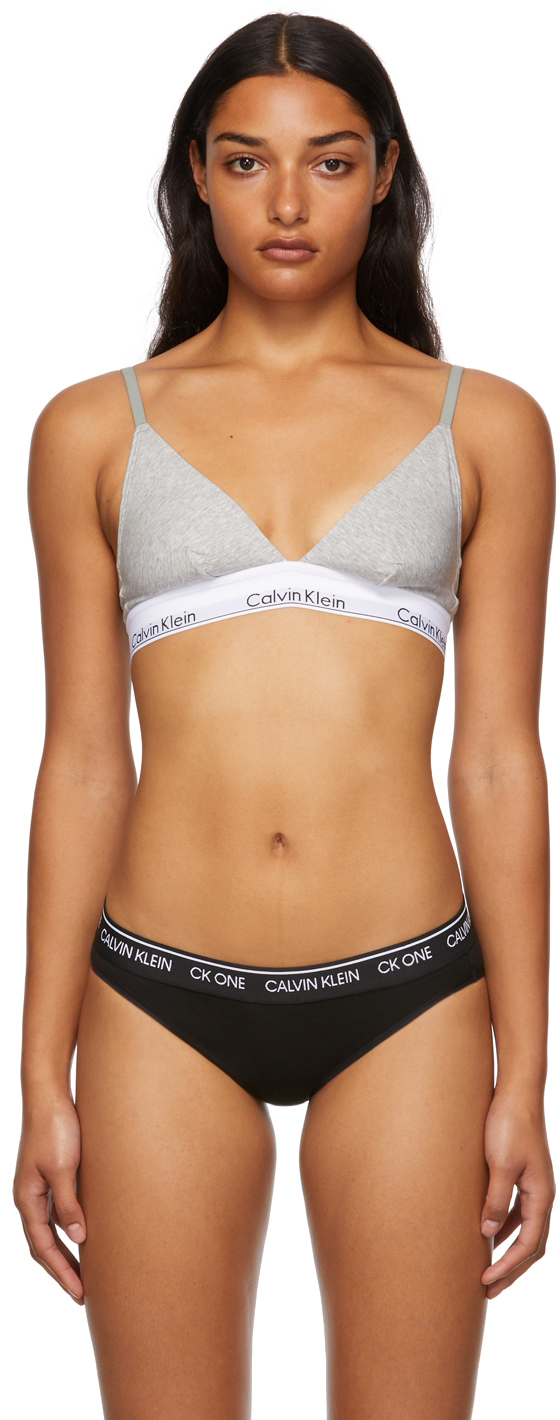 Calvin Klein Underwear: Gray Modern Triangle Bra | SSENSE