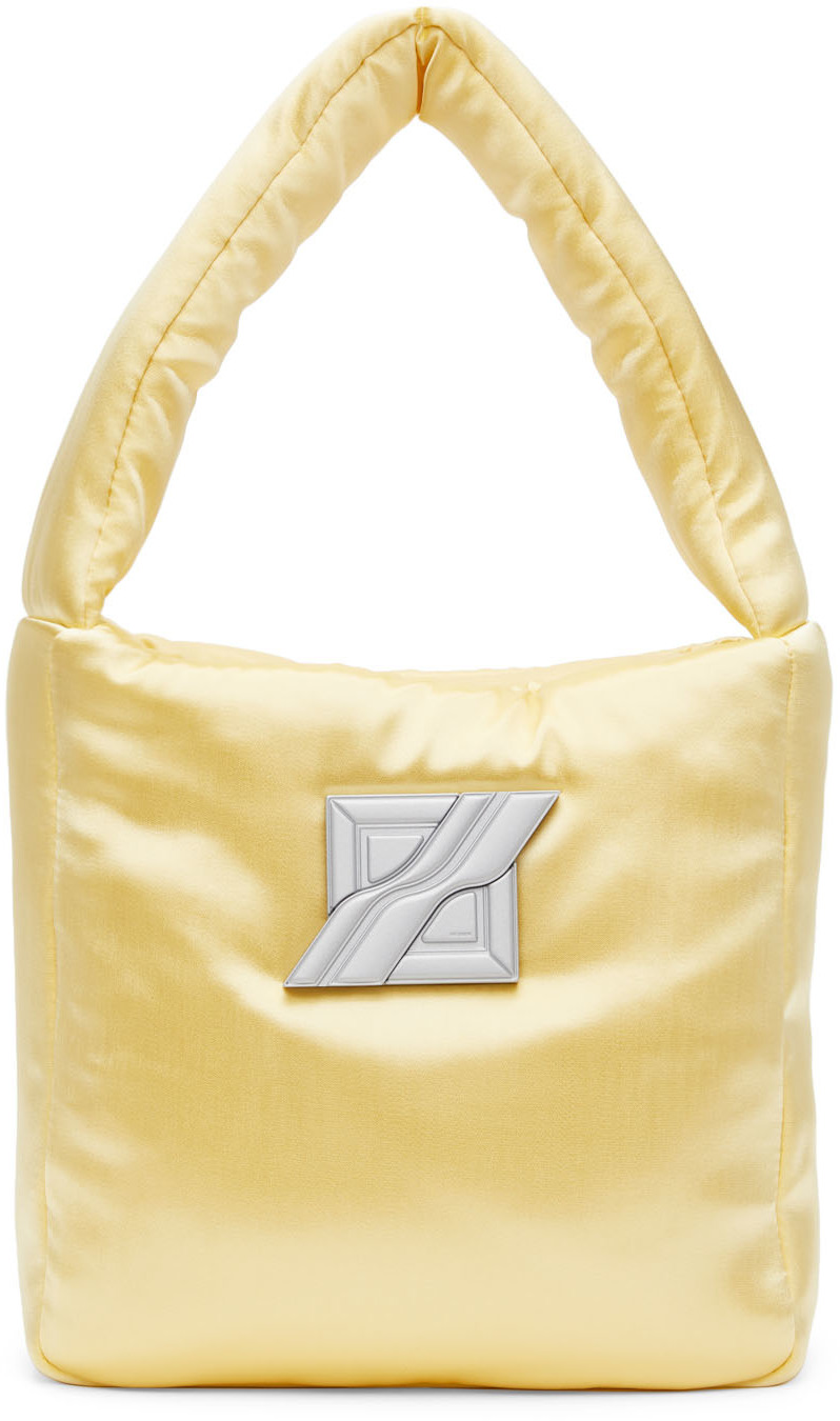 We11done Yellow Satin Padded Top Handle Bag