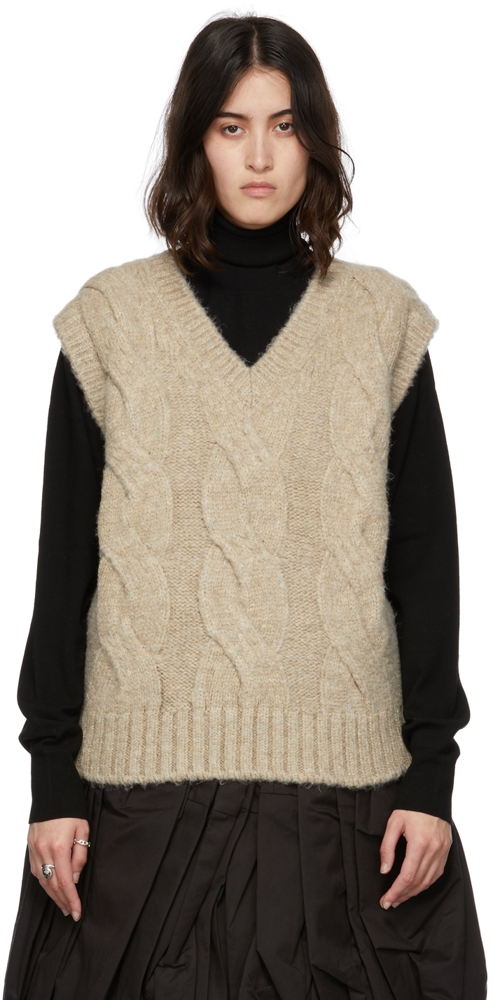 cable knit vest black