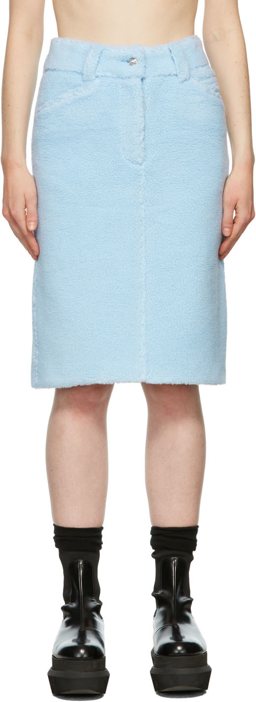 We11done Blue Fleece Midi Skirt