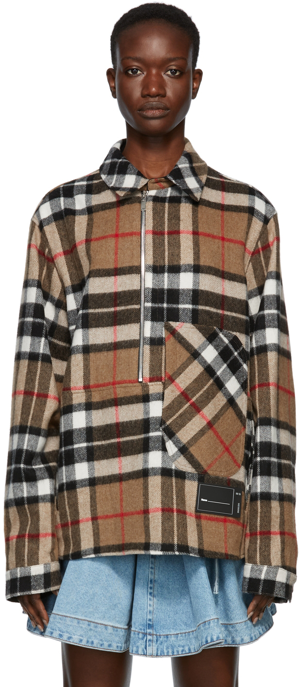 We11done Beige & Black Check Anorak Shirt | Smart Closet