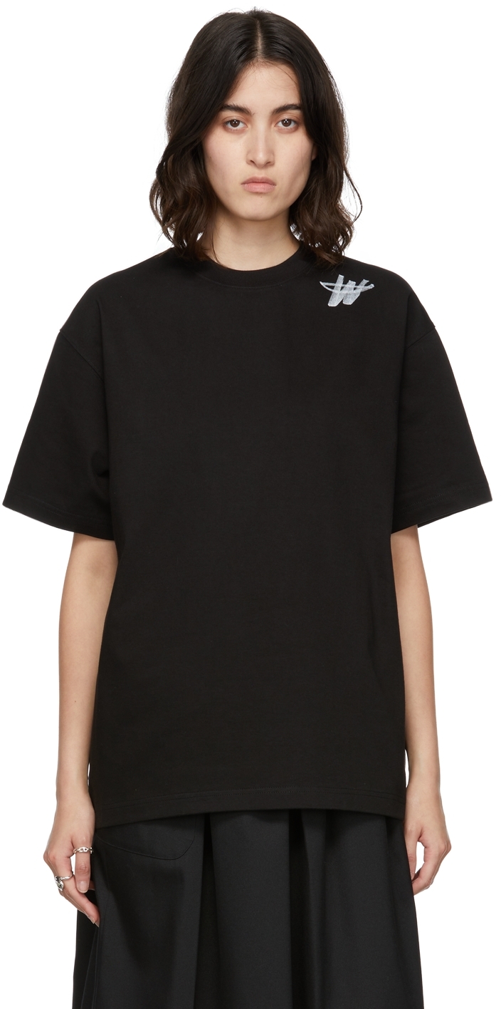 We11done: Black Logo T-Shirt | SSENSE Canada