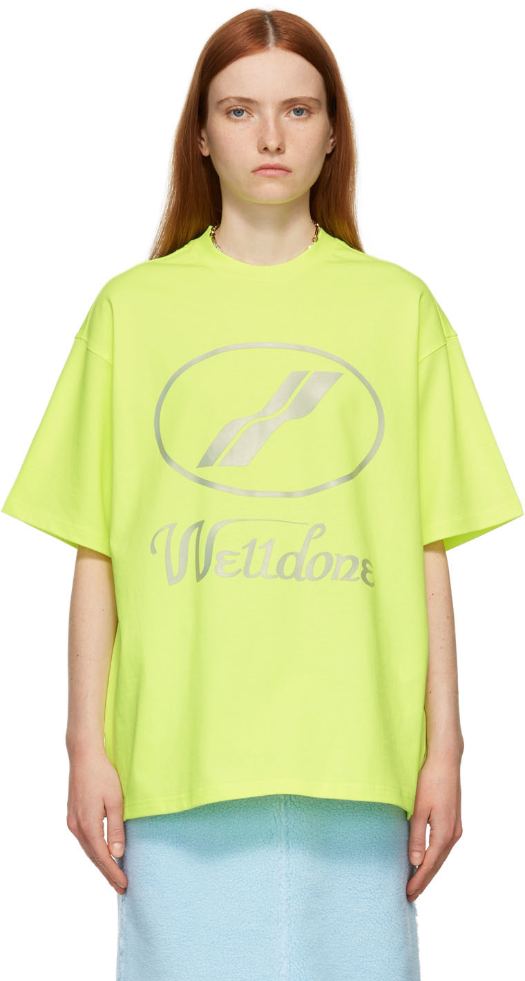 We11done Yellow Reflective Logo T-Shirt