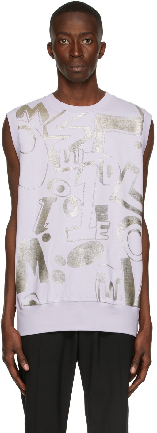 We11 Done Spread Logo Print Vest In Purple